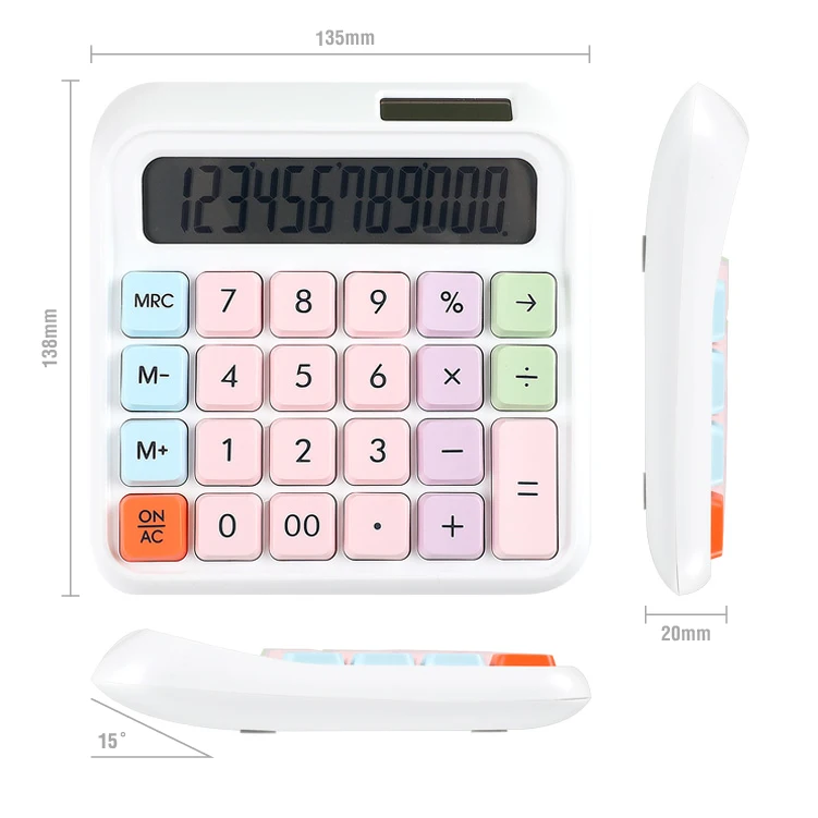 White wholesale mechanical keyboard office Battery  desktop 12 digits Electronic Calculator office calculator