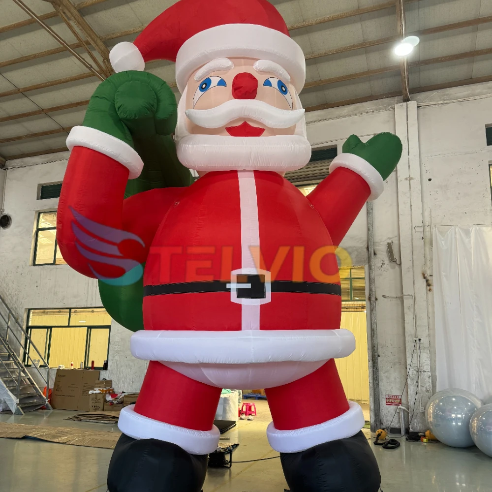 Giant Custom Christmas Inflatable Decoration Large Christmas Inflatable Santa Claus With Gift Bag Model