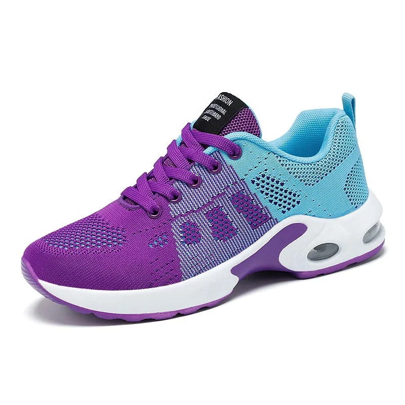 Shock-Absorbant  Breathable Knitting upper women sport shoes with comfortable bottom running shoes for OEM