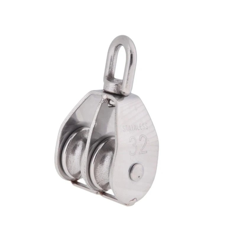 Stainless Steel Boat Swivel Lifting Pulley Hanging Wire Towing Wheels Double Pulley Block For Canoe and kayak