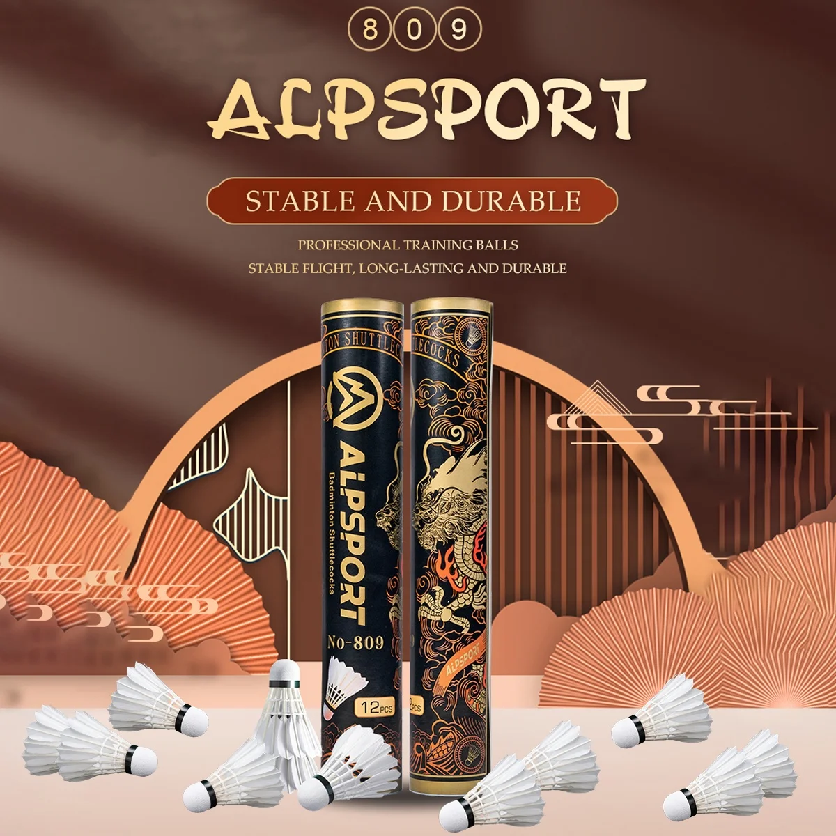 ALP 809 A Class Quality Badminton White Shuttlecock Goose Feather 12pcs/Tube For Pro Training Outdoor Indoor Match