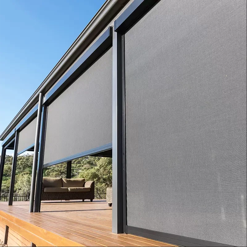Electric motorized outdoor patio blinds pvc balcony blinds pergola blind