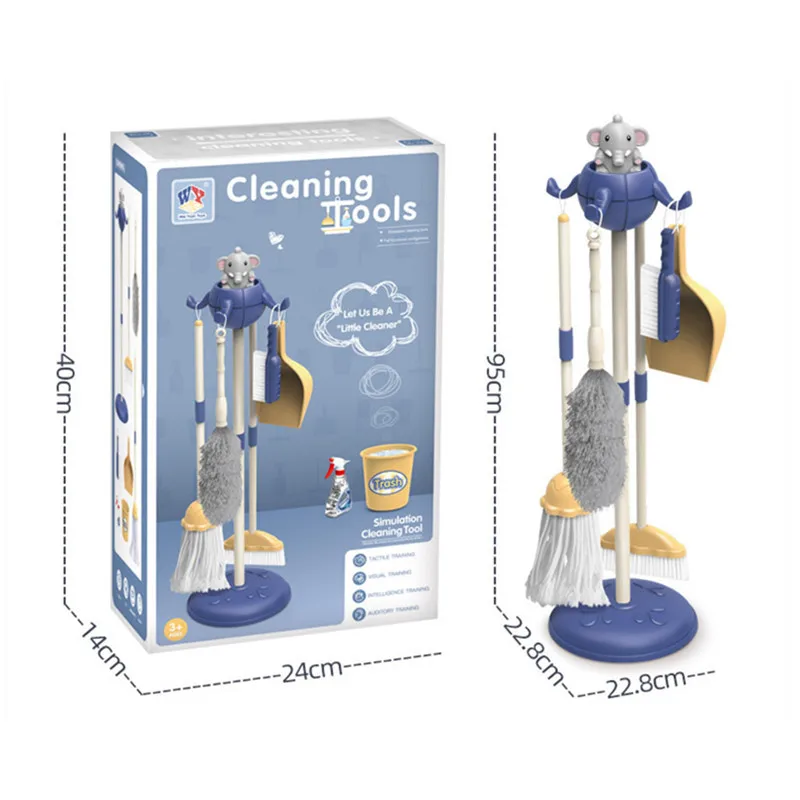 wooden baby Kids housekeeping toys sets cleaning tools small broom dustpan pretend role play activities cleaning toys gifts