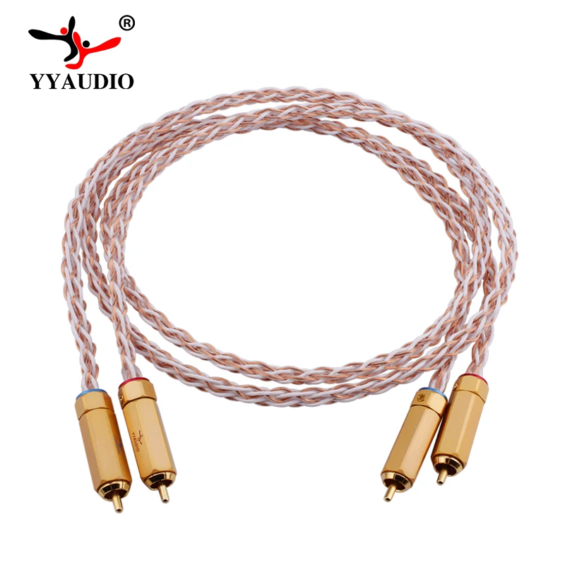 YYAUDIO 7N OCC Silver and Copper Hifi RCA Cable Hi-end 2RCA Male to Male Interconnect Cable 1m 2m 3m 5m