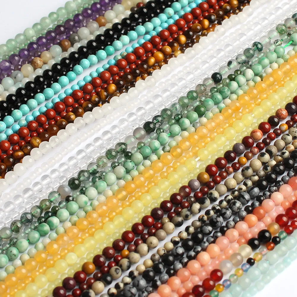 4/6/8/10mm Crystal Healing Gemstone Beads Loose Gemstone Stone Round Beads for Jewelry Making