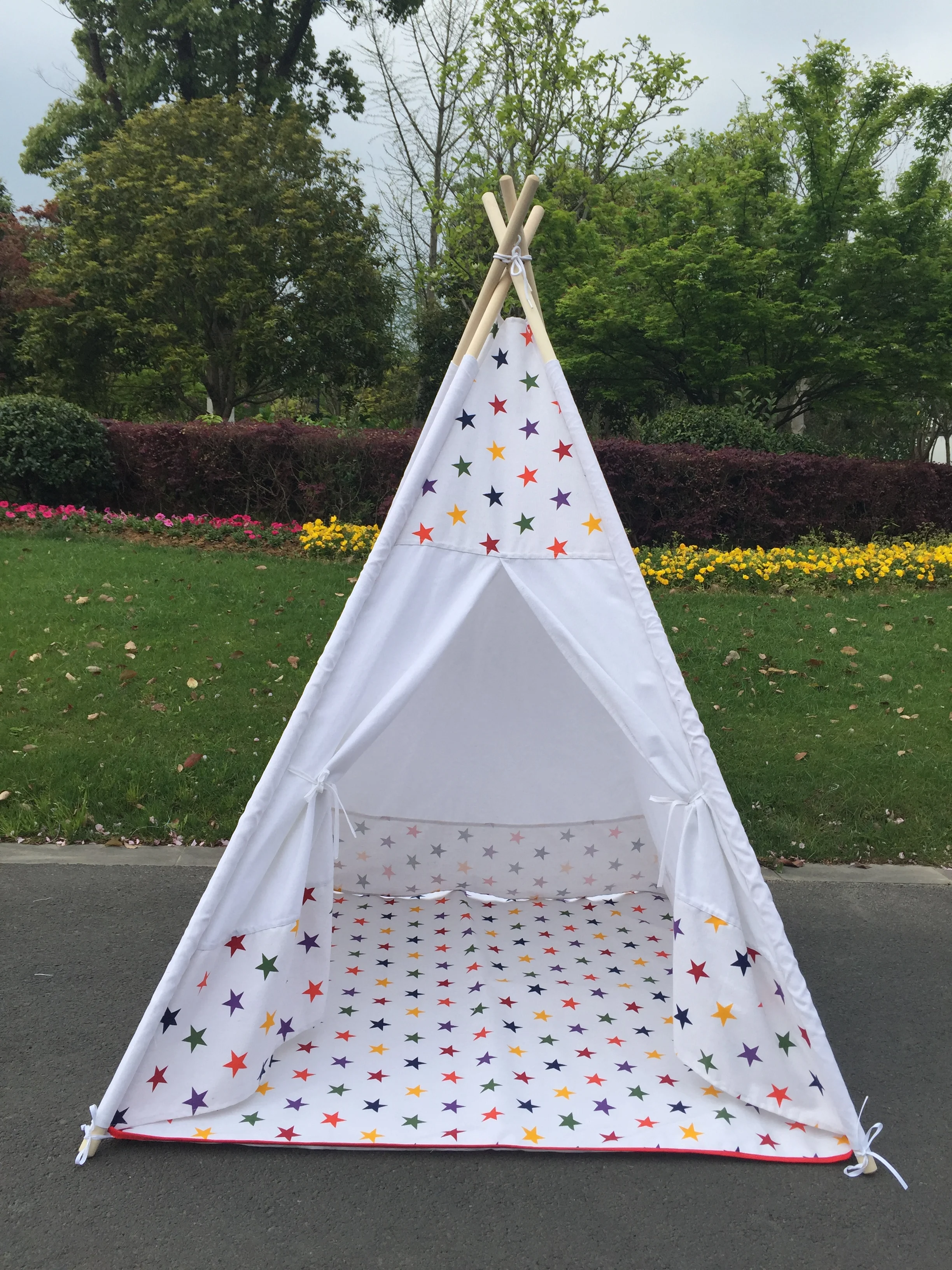 star Indoor  Outdoor  Wooden Canvas Kids cheap grow Play camping  indian teepee tent
