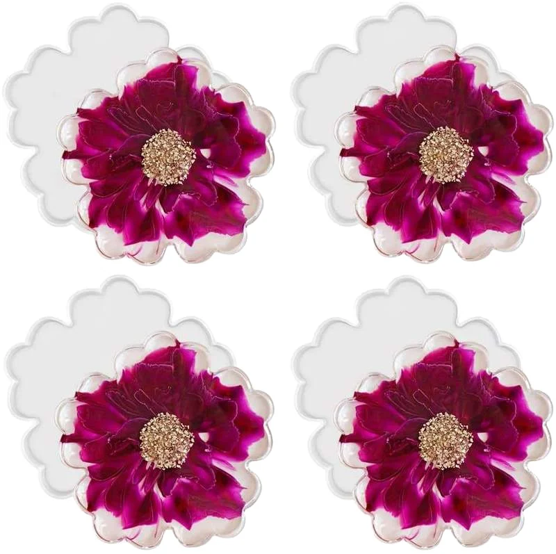 Flower Shape Silicone Resin Cup Mat Molds DIY Custom Sakura Coaster Silicon Moulds