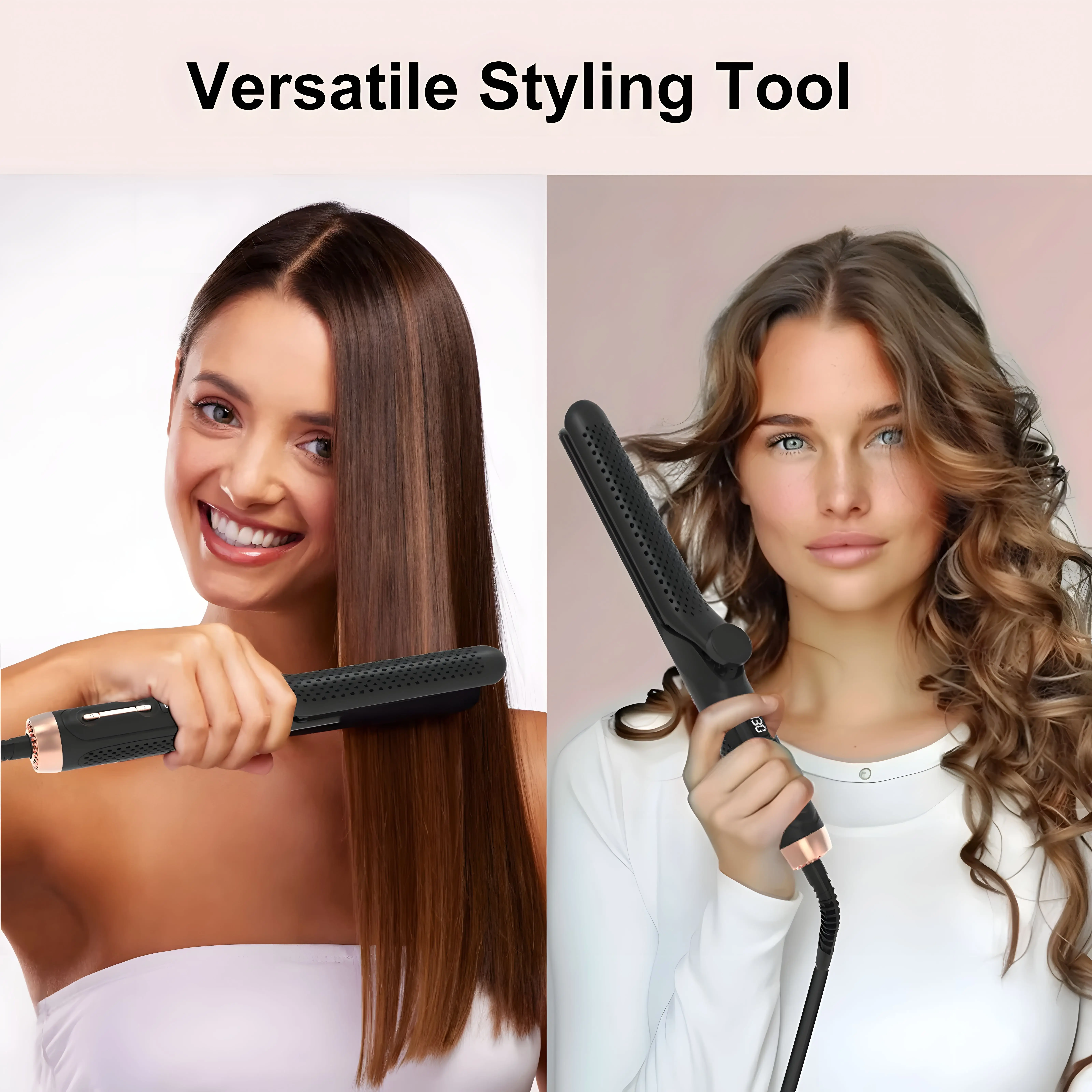 Hot Sell private Label  Airflow Ceramic Flat Iron Infrared curling iron hair straightener 2 in 1 with 360  Vented Cool Air