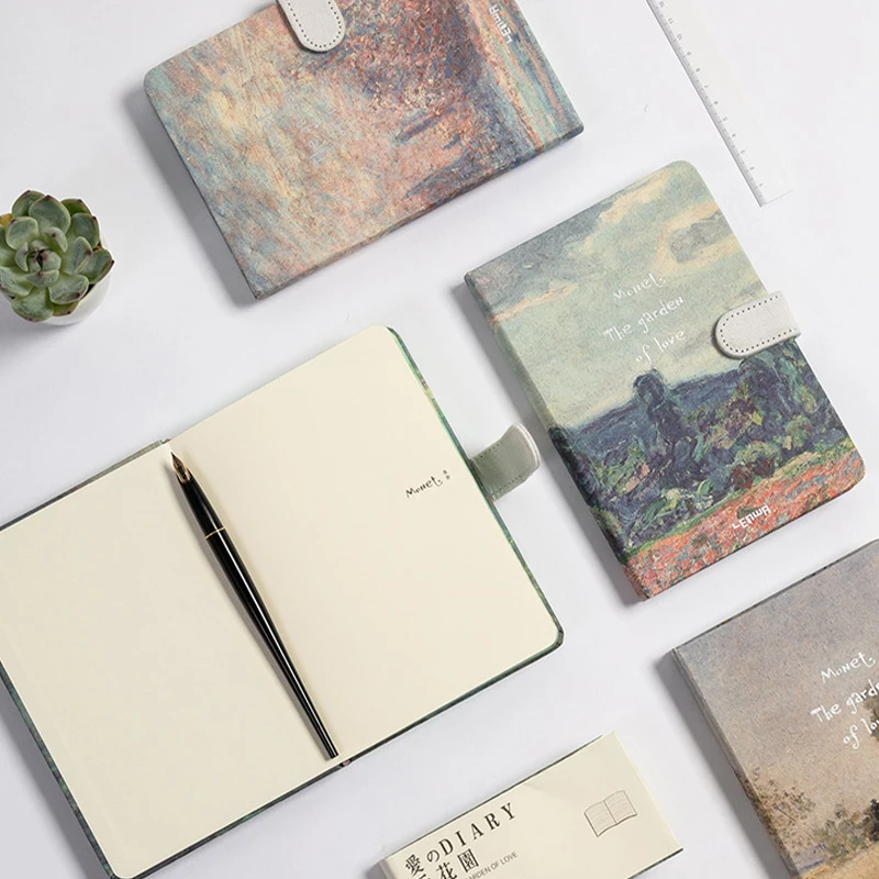Creative Student Notebook Diary Schedule Planner Scenery Monet Painting Hardcover Notebook