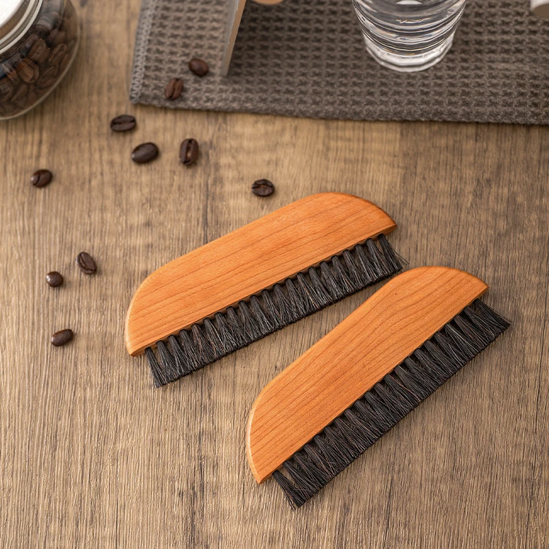 Coffee cleaning brush with cherry wood handle remove dust/coffee powder