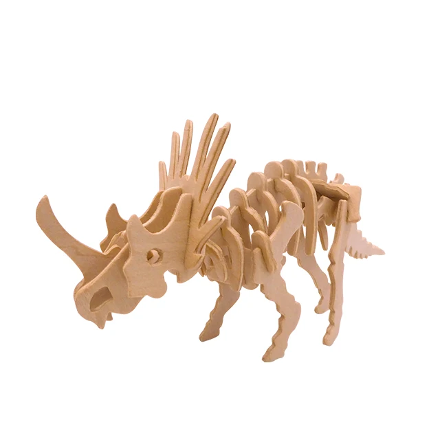 hot selling promotional Mini dinosaur puzzle toy 3D wooden puzzle simulation Animal Dinosaur Assembly DIY Model Toy for Kids