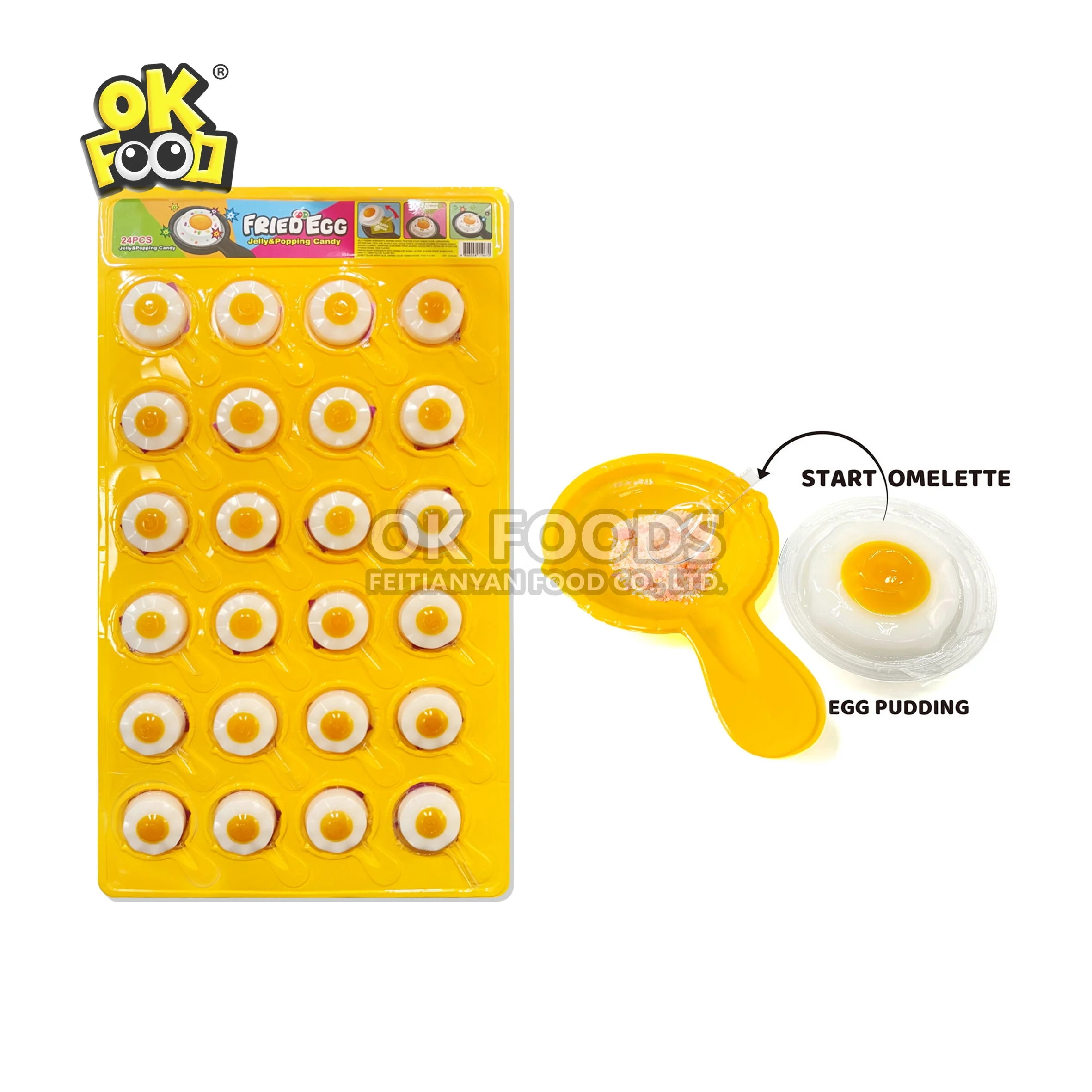 2022 high quality fun popping candy with fruit flavored omelette shaped jelly pudding No.1060