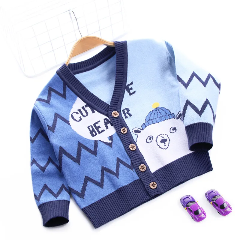 Warm bear cardigan 6 years machine knit kids boys sweater jacket