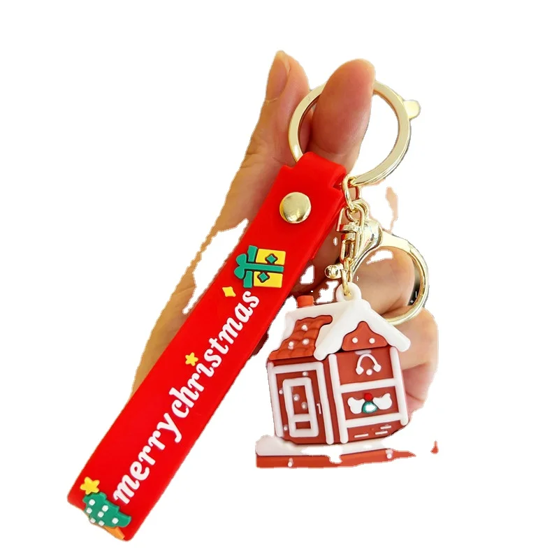 Брелок-брелок Linda 3d Санта-Клаус, Рождественский Сувенирный брелок, подарки, рождественское аниме, мультяшное животное, резиновый брелок с ремешком на запястье