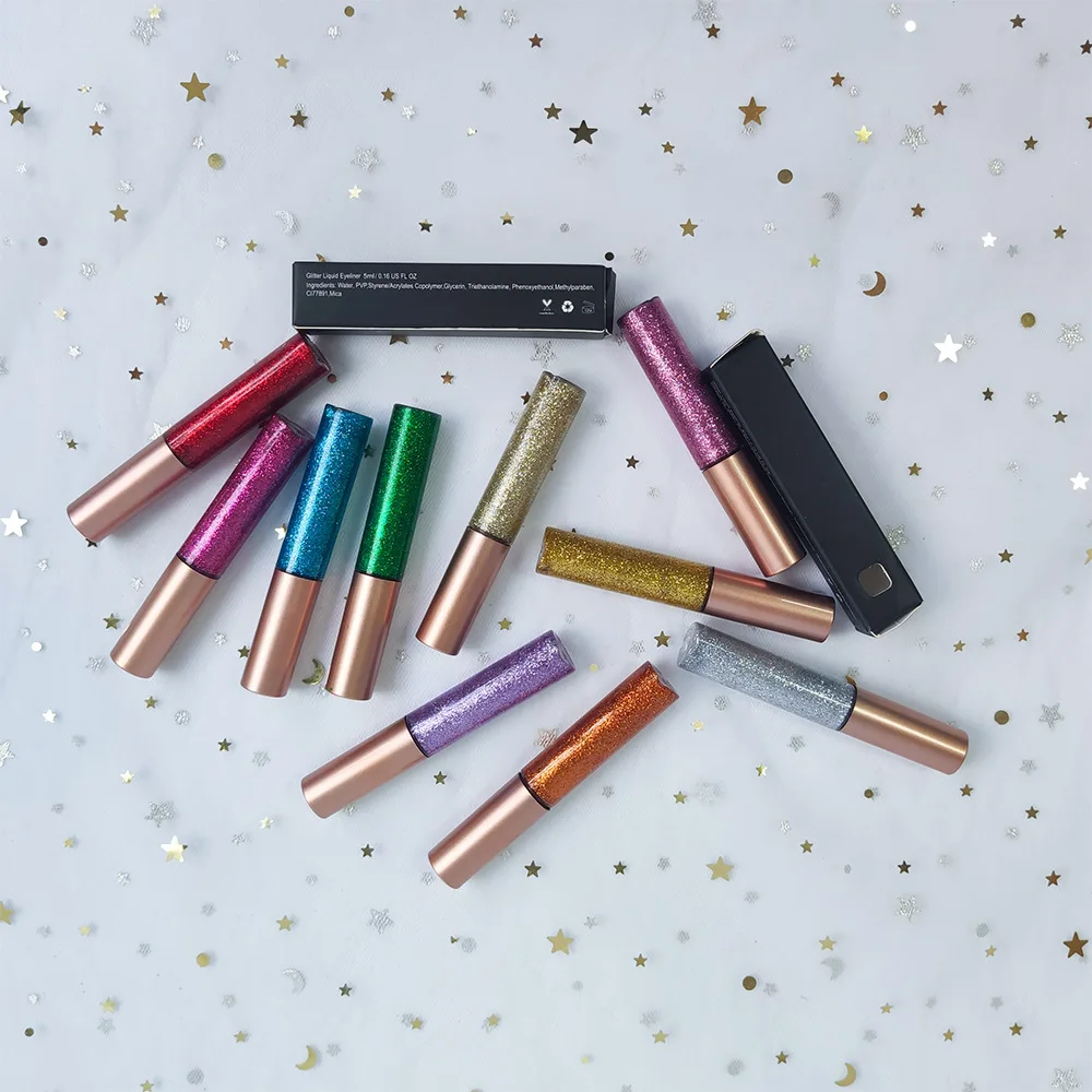 Wholesale long lasting Waterproof Glitter multichrome oil free Eyeliner private label vegan sweatproof liquid eyeliner wet