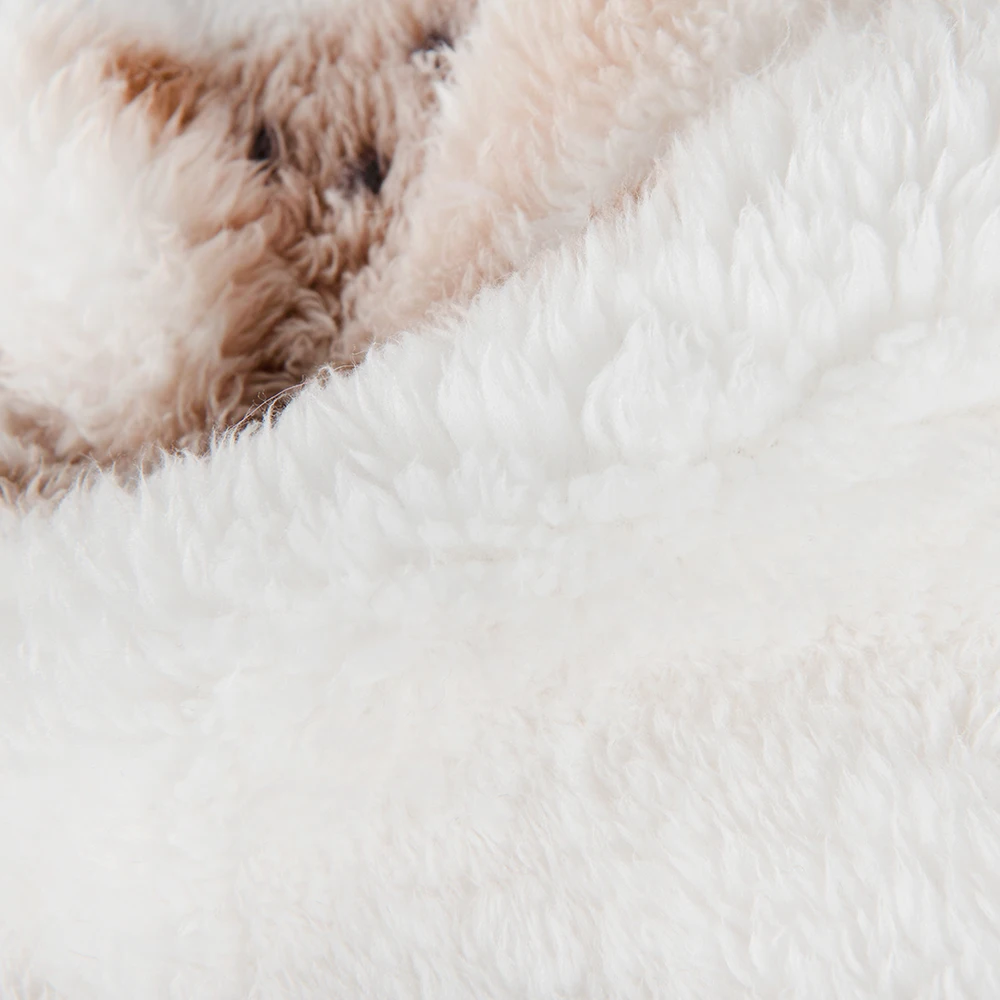 Hot Sale 100%  Polyester Teddy bear printing faux sherpa fleece fabric for kids wear custom printing double side fine sherpa fab