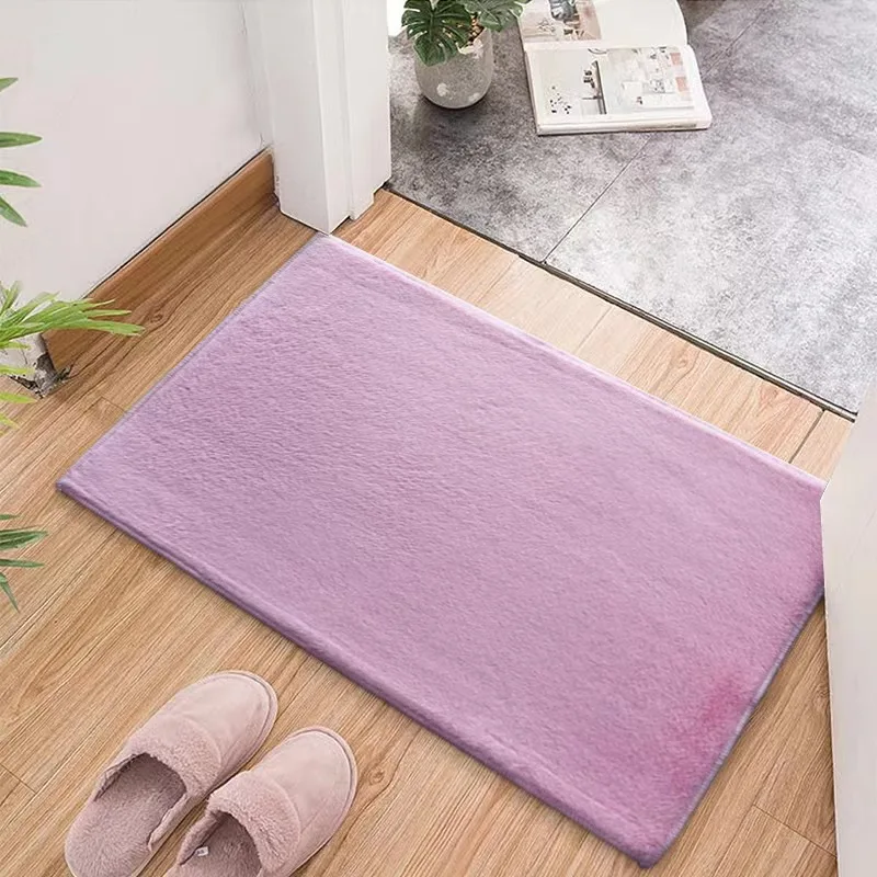 Hot selling washable fluffy faux rabbit skin custom plush rabbit fur rug carpet door mat bath mat area carpets