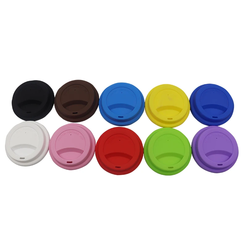 3.5inch Round Shape Colorful Coffee Lid Silicone Reusable Coffee Cup Lid For Juice Tea Coffee Soft Drink cup lid