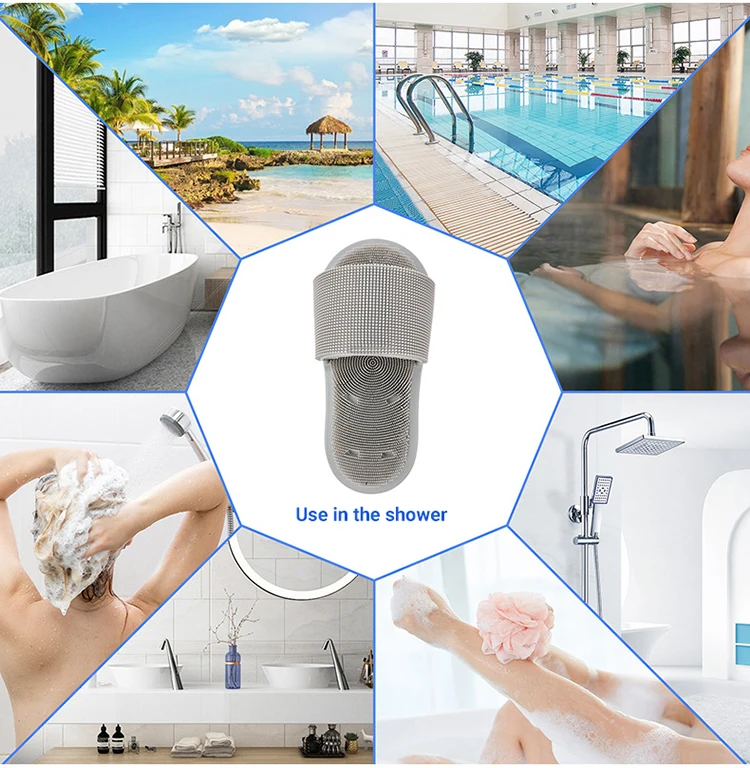 Custom Silicone Shower Foot Personal Massage Exfoliating and Cleaning Non-Slip Scrubber Brush for Bathroom