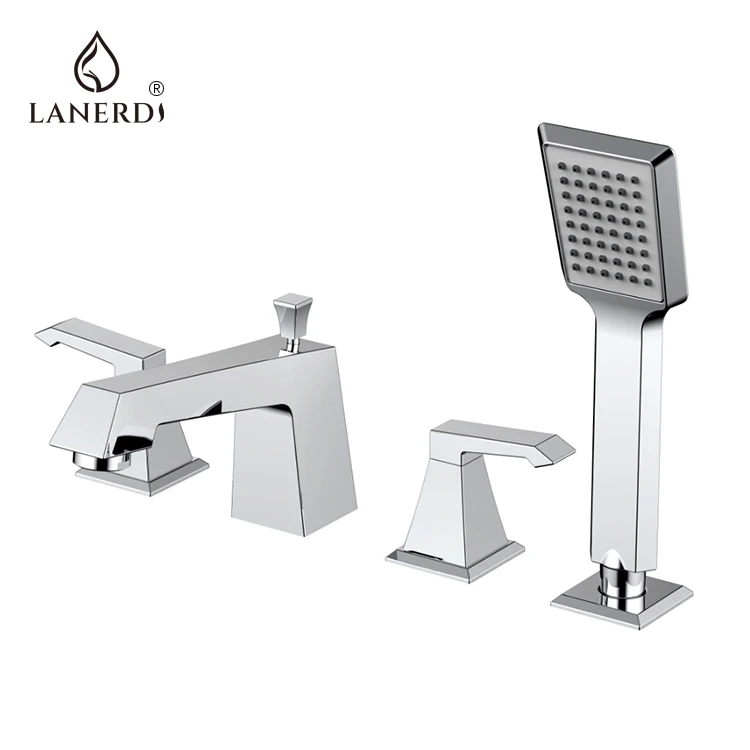 modern ce attachment 4 piece UPC Deck Mounted Side Mounted  Brass Tub Bathtub Bath Attachment Tap Faucet Set With Hand Shower
