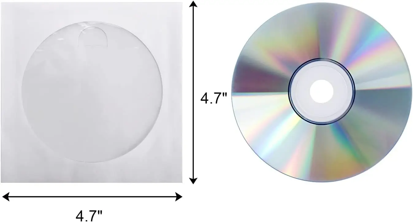 100g CD DVD Sleeves Envelope White Paper CD DVD Sleeve DVD Storage Paper Sleeves