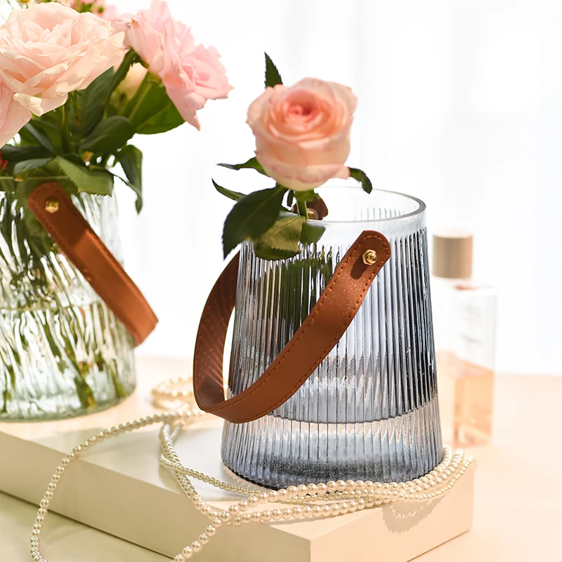 Custom Logo Widemouthed Luxury Nordic Glass Flower Vase For Home Decor Wedding Centerpiece