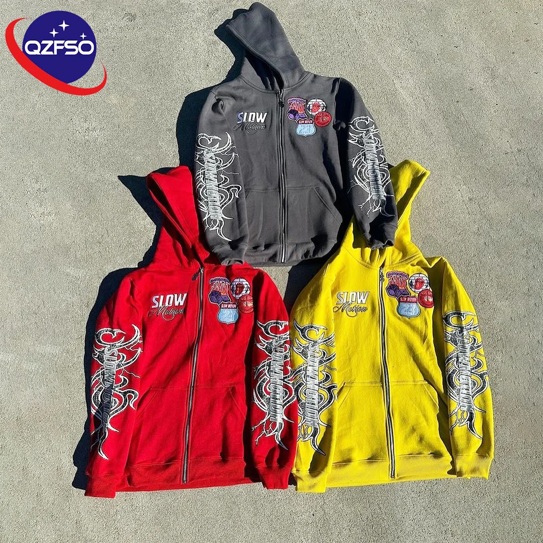 QZFSO Manufacturer 100% Cotton French Terry 500 gsm Oversized Mens Hoddie Custom DTG Print Logo Hoodie With Zipper