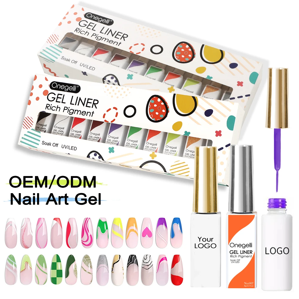 OEM High Pigment Brush Pastels Neon Gel Liner Nail Art Set Gel Polish Supplies