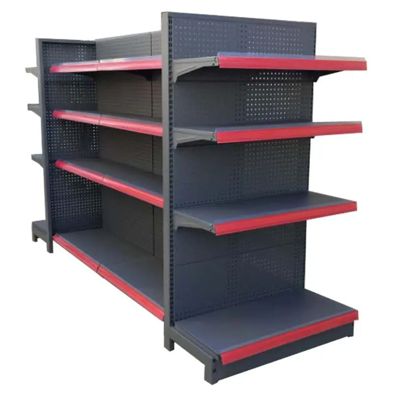 Frosted Gray Color Good Price Double-sided Gondola Supermarket Shelf Heavy Duty Cold-rolled Steel Rack
