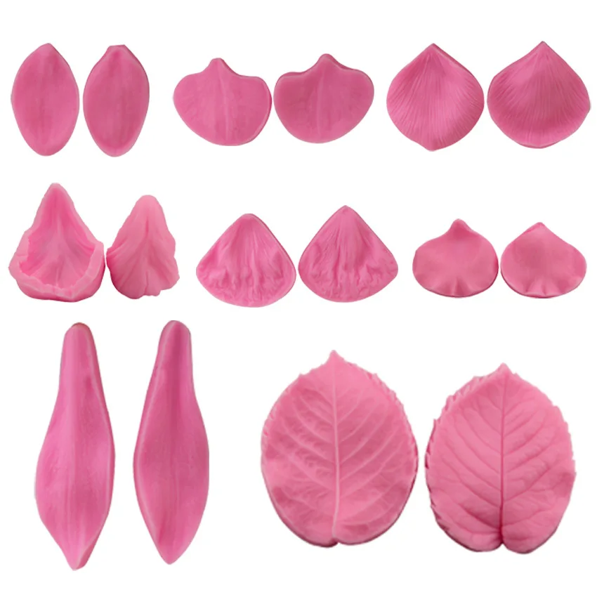 Homesun HY Flower Fondant Silicone Veining Mold Gumpast Rose Peony Lily Tulips Wedding Flower Cake Decorating Tools