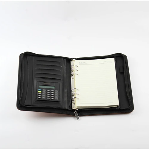 
Good Quality File Folder a5 zipper bag 6 holes ring binder with Calculator notebook folder 