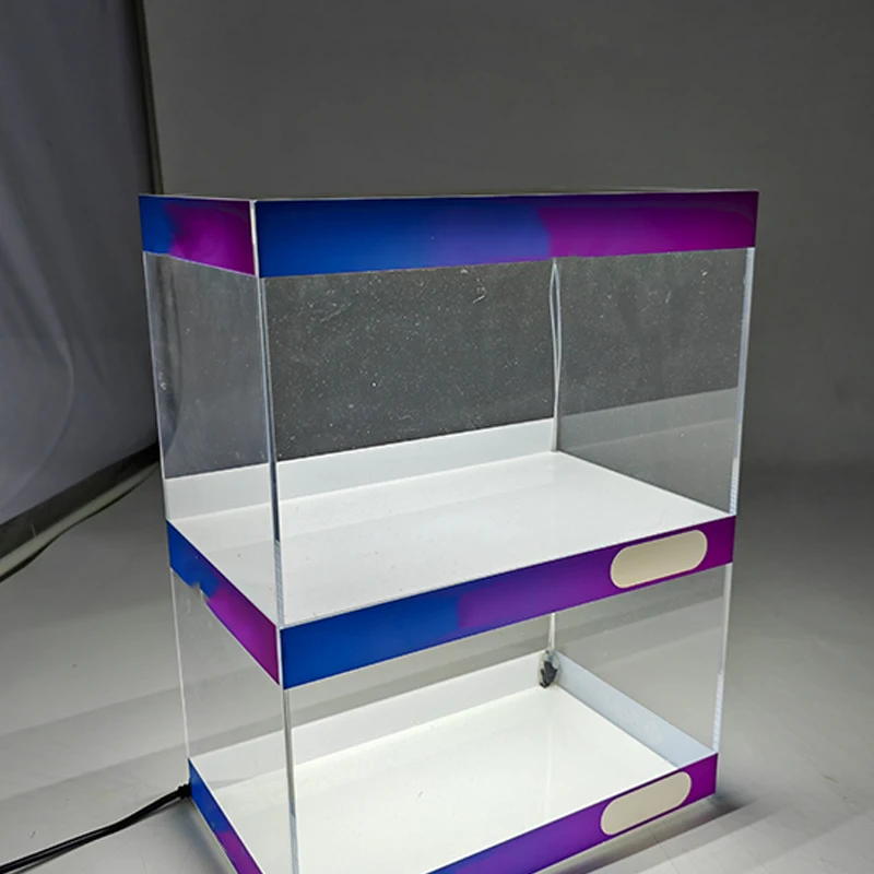 Factory wholesale acrylic display case double acrylic display case with led lights display case shelves