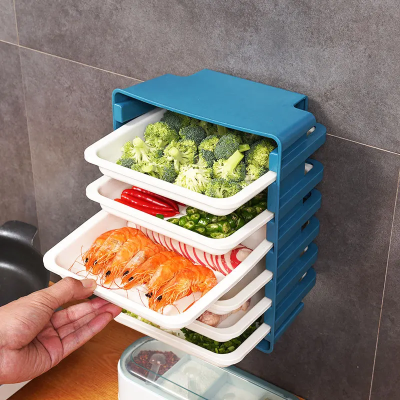 Kitchen Preparation Plate Stackable Food Storage Organizer 6 Layer Cooking Dishes Tray Multi-layer Dish Storage Rack