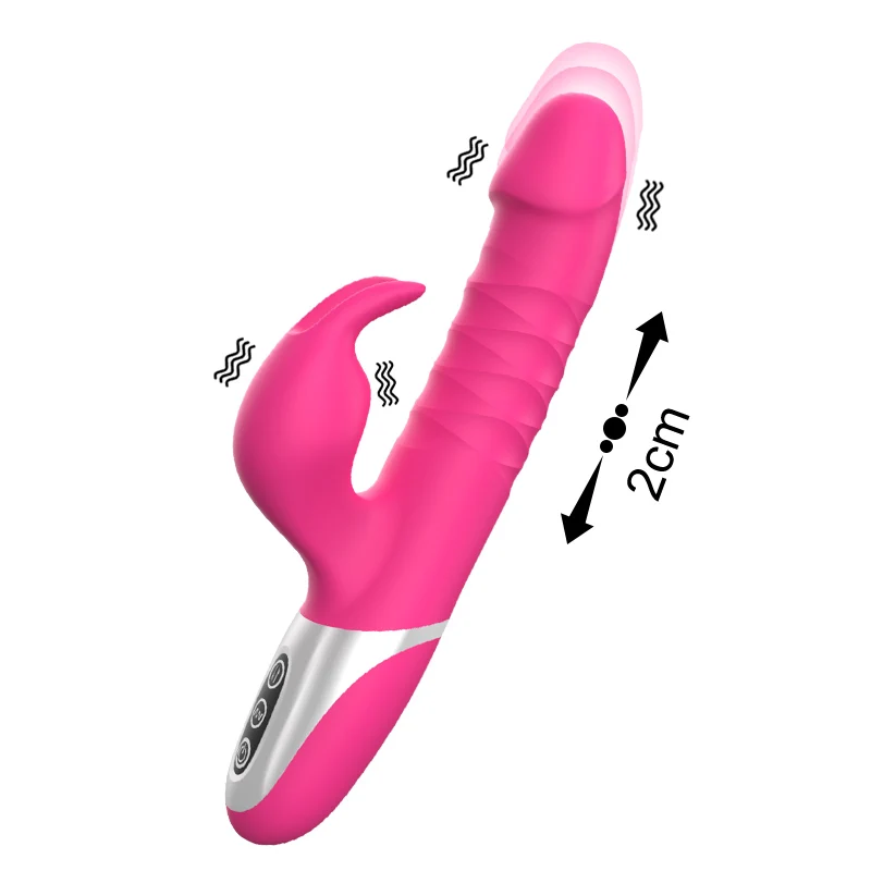 Female Rabbit Vibrator Artificial Rubber Dildo for Women Stretch Penis Thrusting Move Sex Toys
