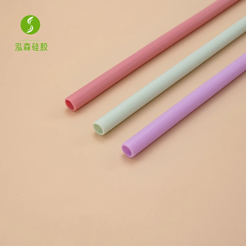 Wholesale Double Sided Color Silicone Straws High-quality Heat-resistant Colorful Customization Silicone Straws Reusable