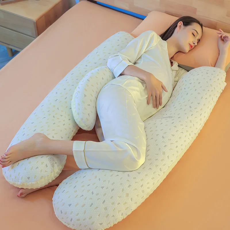 Pregnant Women Pillow Side Sleeping Pure Cotton Polyester Fiber U-Shaped Sleeping Artifact Special Pillow for Pregnancy