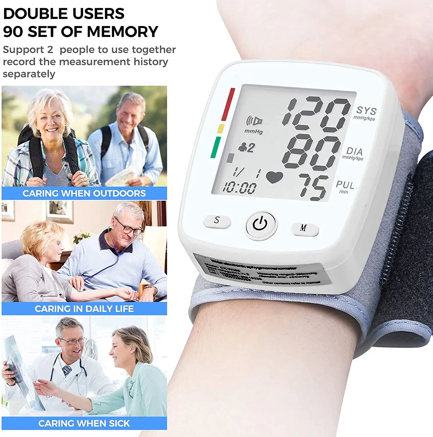 CE ISO a Blood Pressure Monitor Home Use Wrist Electronic Wireless Medical Tensiometer BP Machine Manufacturer OEM ODM