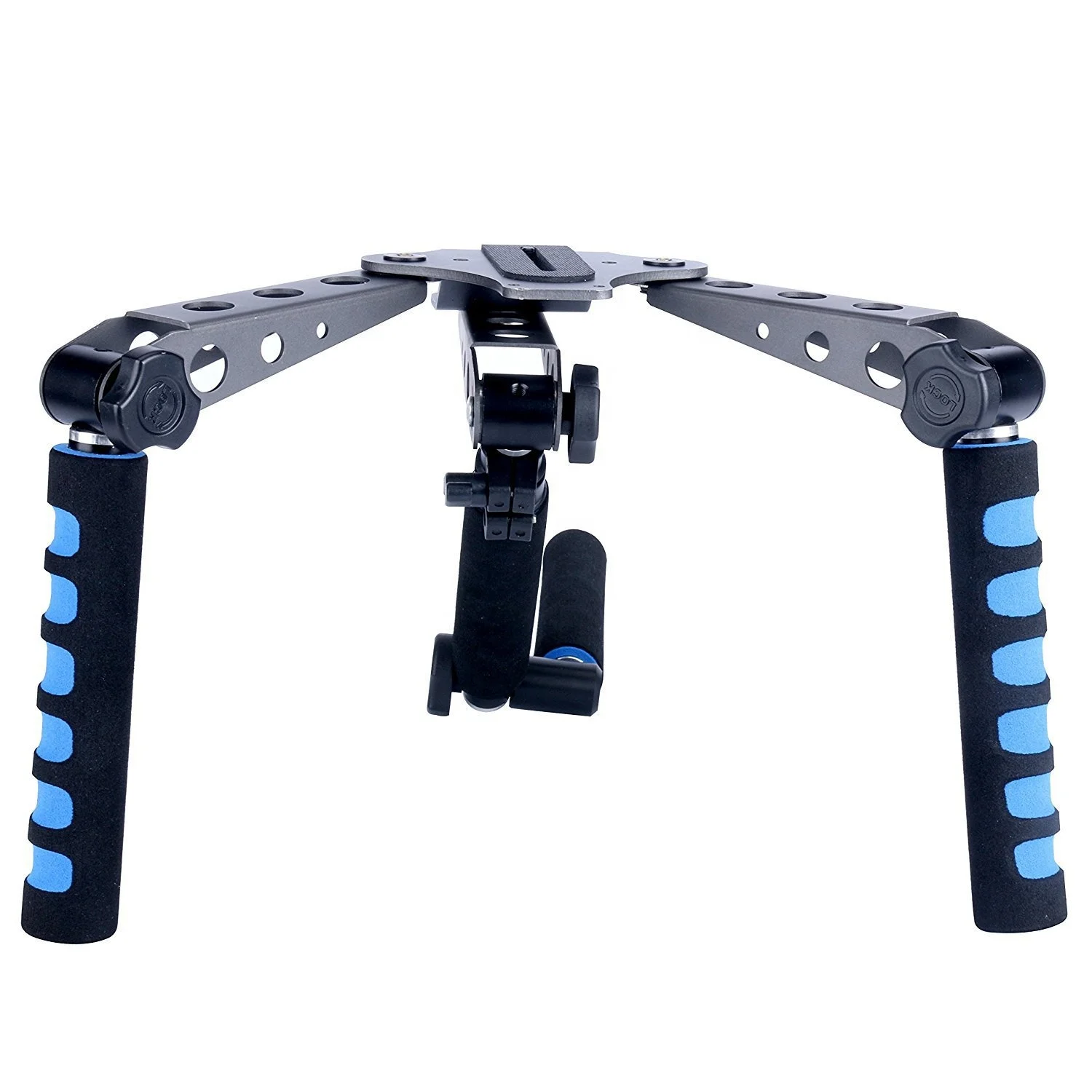 
Aluminum Alloy Foldable Double-handle Rig Shoulder Mount Video Stabilizer Steadicam for DSLR Camera Camcorder 