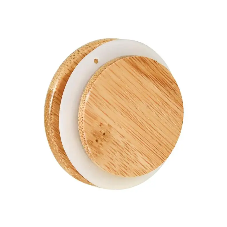 Wood Bamboo Seal Lids with Silicone Seals Rubber Ring Twist-top Wooden Spiral Lid Screw-top Glass Jars Container Leakproof Lids