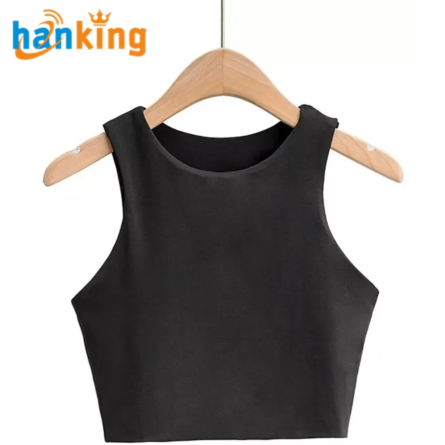 Ehanking Women Sexy Slim Tops O-neck Sleeveless Ladies Good Quality Double Nylon Tank Tops Summer Fashion Ladies Clothing Vest