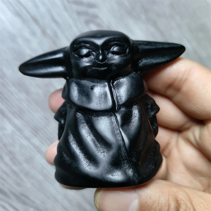 Статуя маленького малыша Йоды StarWar мандалор Обсидиановая резьба фигурка модель кукла оптовая