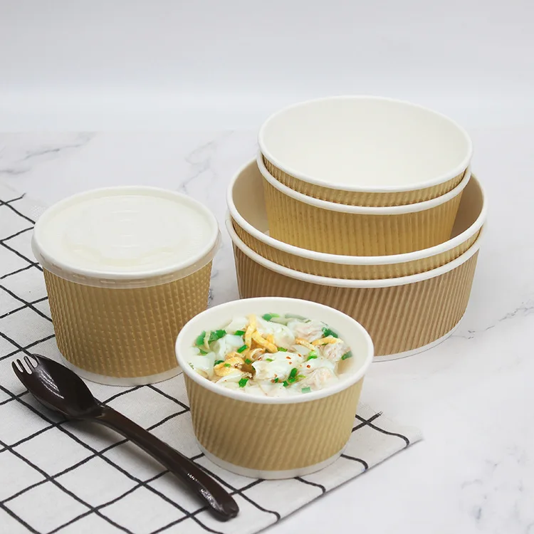 Custom logo Kraft Paper Bowl Disposable Round Salad Bowl Custom Print Salad Kraft Paper Bowl with Lid