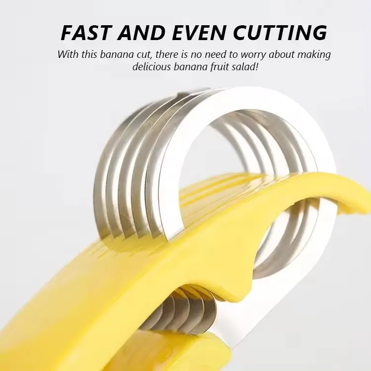 FX Factory Kitchen Accessories Banana Slicer Fruit Vegetable Sausage Slicer Stainless Steel Banana Cutter Salad Sundaes Tools