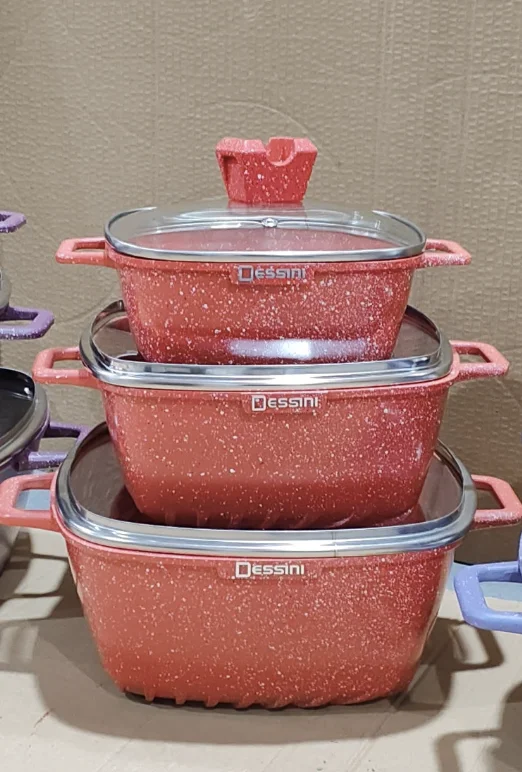 Hot Selling 6pcs set 20/24/28cm Cooking Pot Set  Cookware Granite Cartoon Cookware Set Stainless Steel