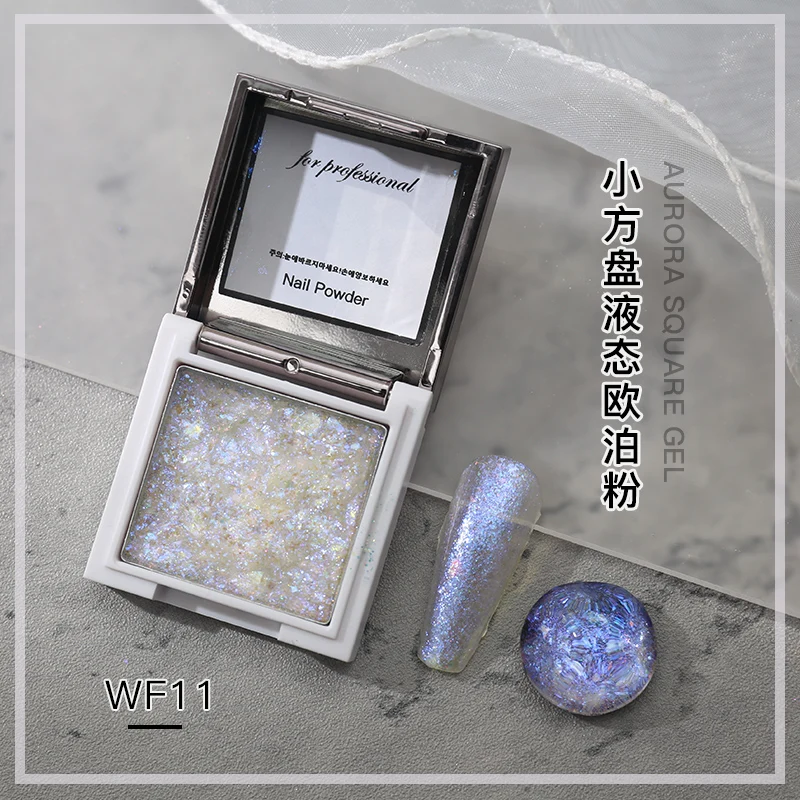 Custom Private Label Aurora Powder Free Sample Nail 15 Colors UV Gel Nail Polish Auraro Flakes Liquid Type Nail Powder Bulk