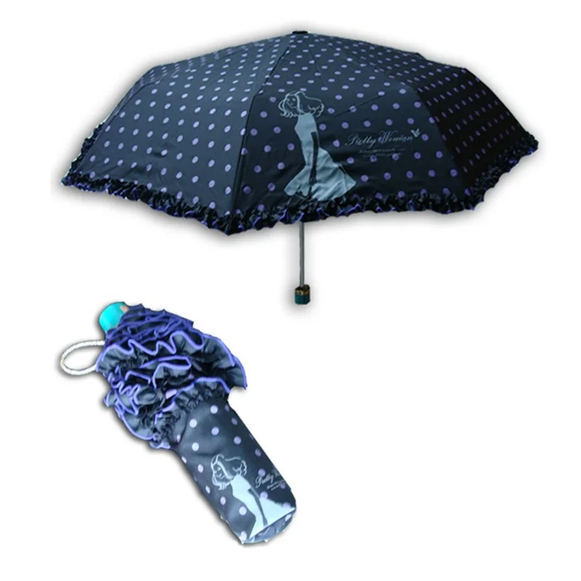 small size light weight fan advertising gift rain gear paraguas three folding umbrellas