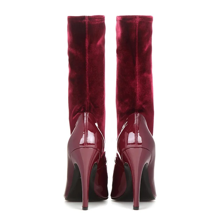 fashion ladies women high heel stiletto velvet ankle boots high heels brown ankle boot