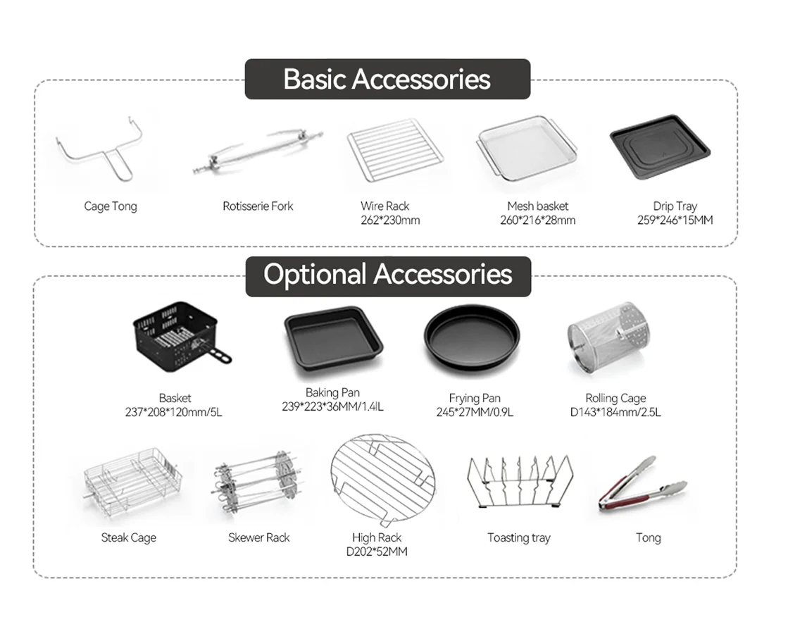 All in 1 LED Screen Digital Control Panel Smart Air Fryer Oven For Household Or Commercial Professional Manufacturer