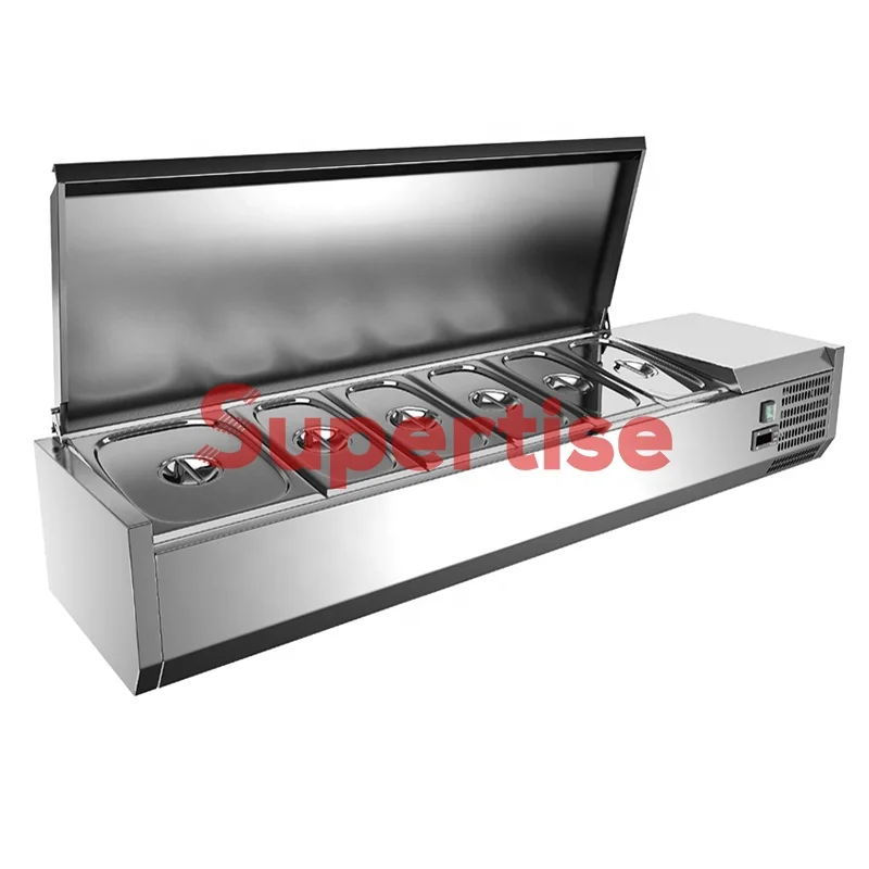 Supertise нержавеющая сталь 4 ~ 10 кастрюли салат/тесто для пиццы выставка прилавков из/бар подготовки быстрого охлаждения