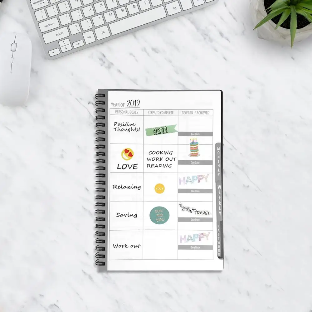 Christmas Gift A5 Hard Cover Smart Book Erasable Agenda Notebook Week Monthly Yearly Planner